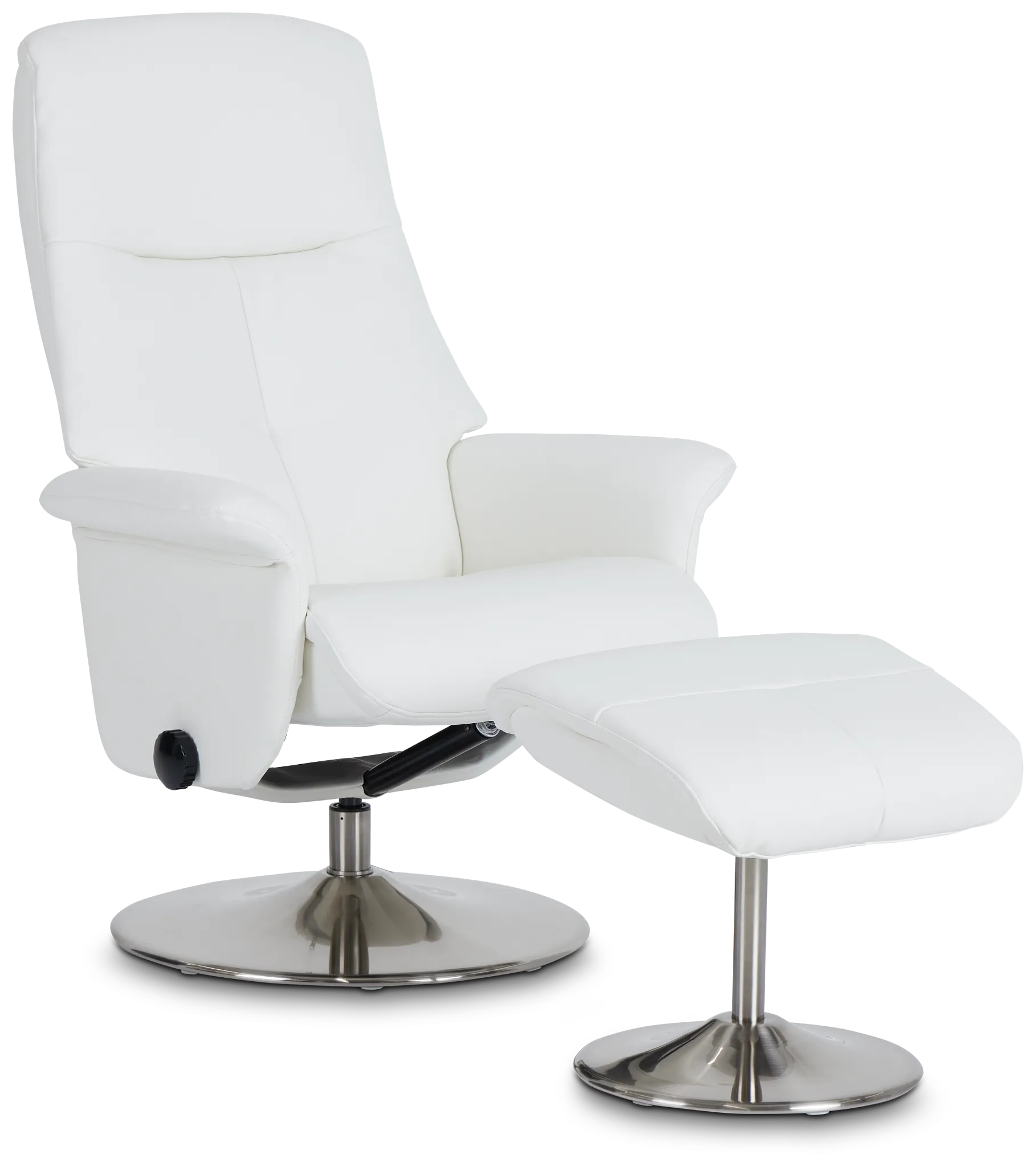 Evans White Micro Recliner & Ottoman