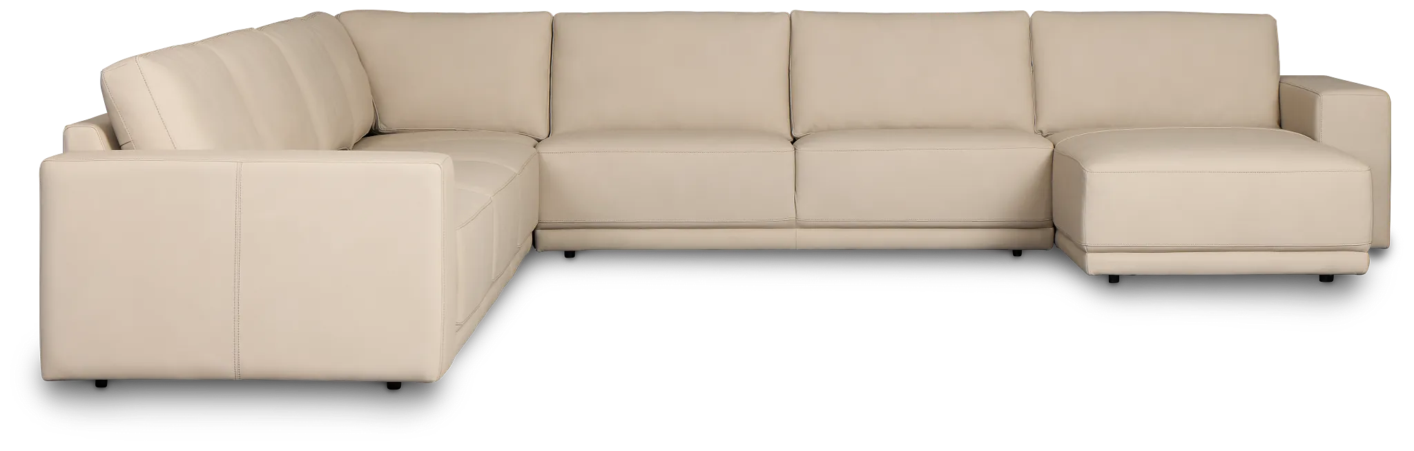 Kellan Ivory Leather Large Right Chaise Sectional