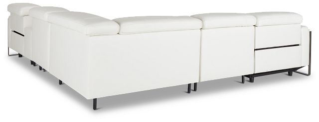 Atlas White Lthr/vinyl Medium Dual Power 2-arm Reclining Sectional