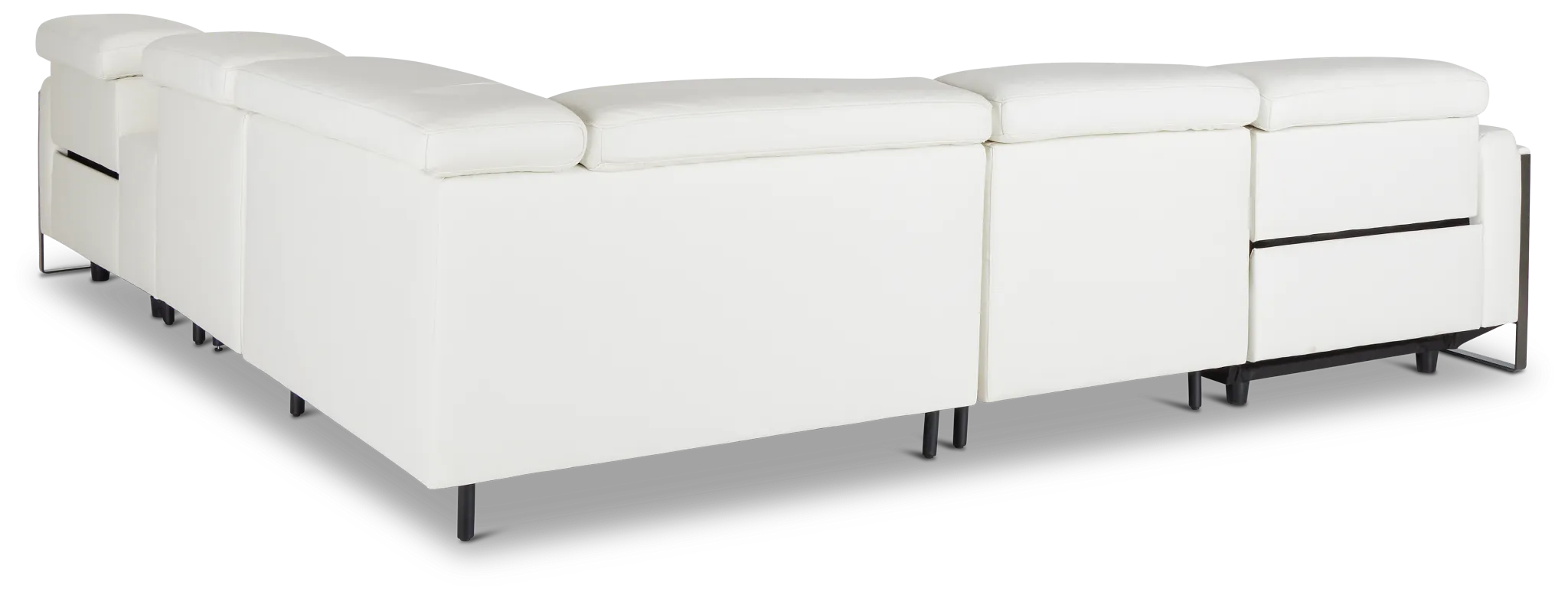 Atlas White Lthr/vinyl Medium Dual Power 2-arm Reclining Sectional