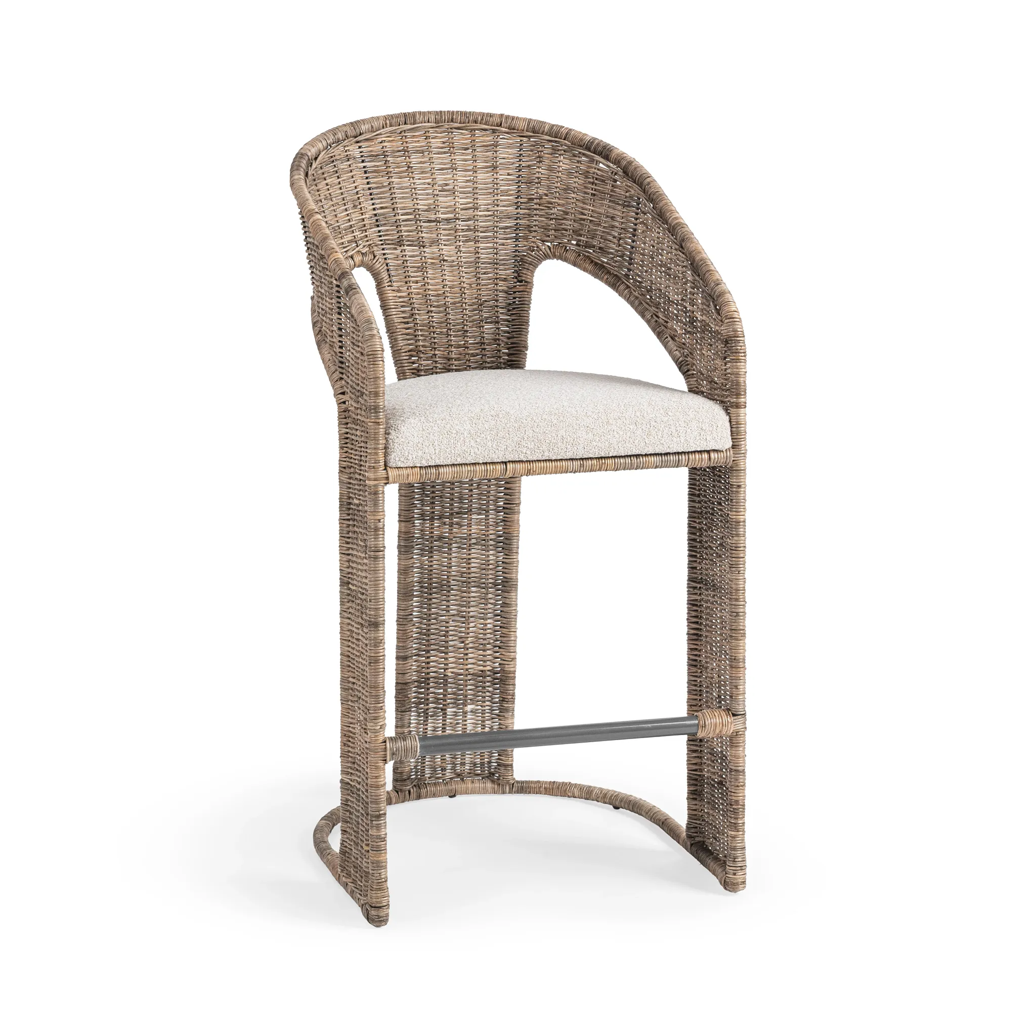 Isa Light Beige Woven 24" Barstool