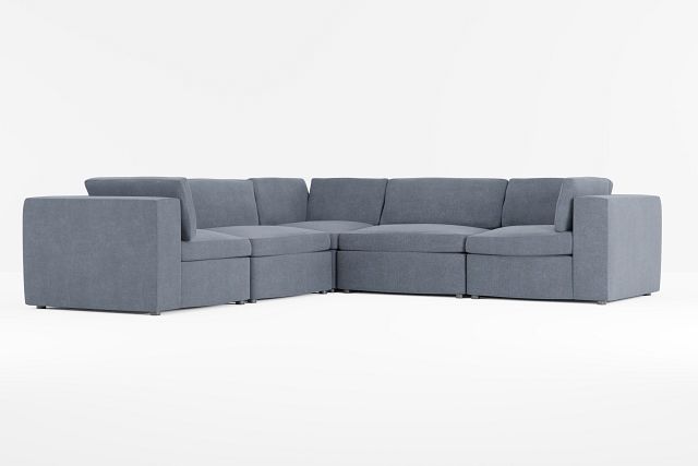 Destin Victory Dark Blue Fabric 5-piece Modular Sectional