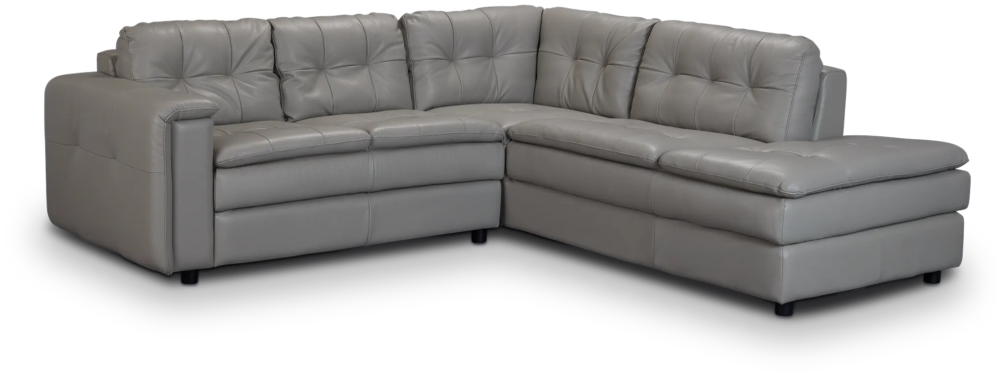 Rowan Gray Leather Small Right Bumper Sectional