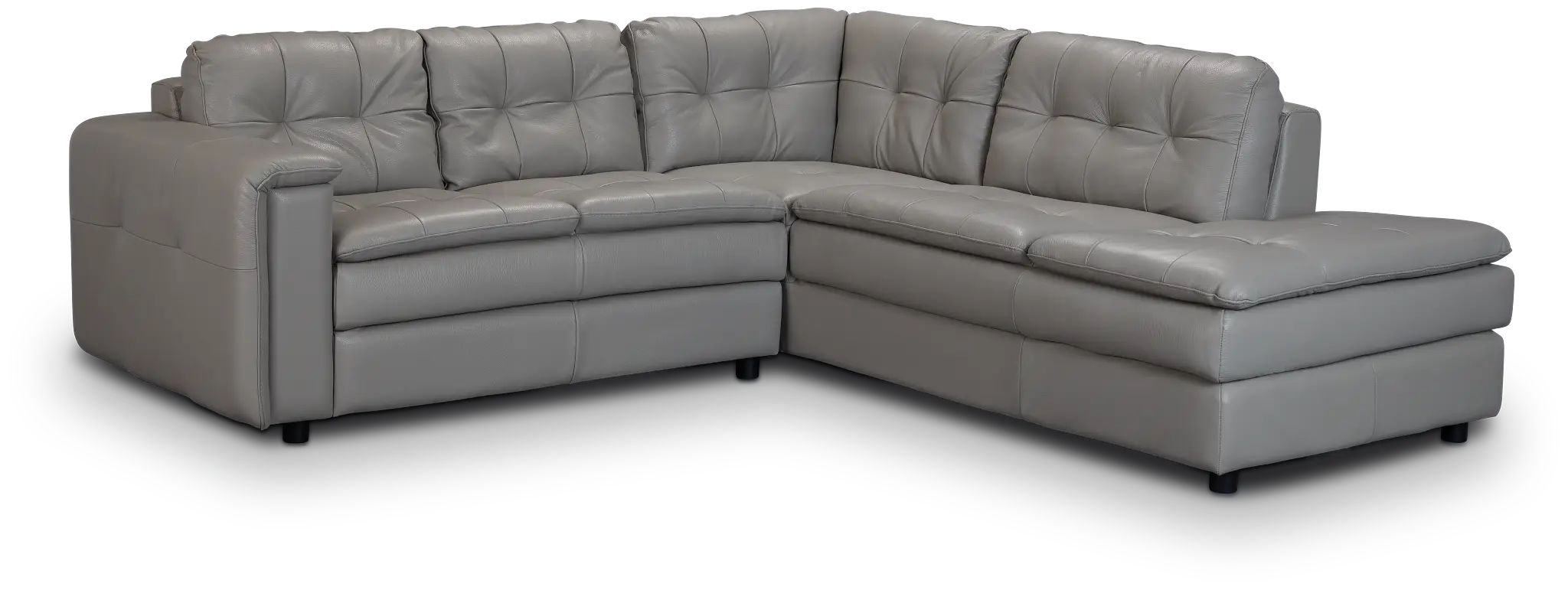 Rowan Gray Leather Small Right Bumper Sectional Rowan Gray Leather Small Right Bumper Sectional