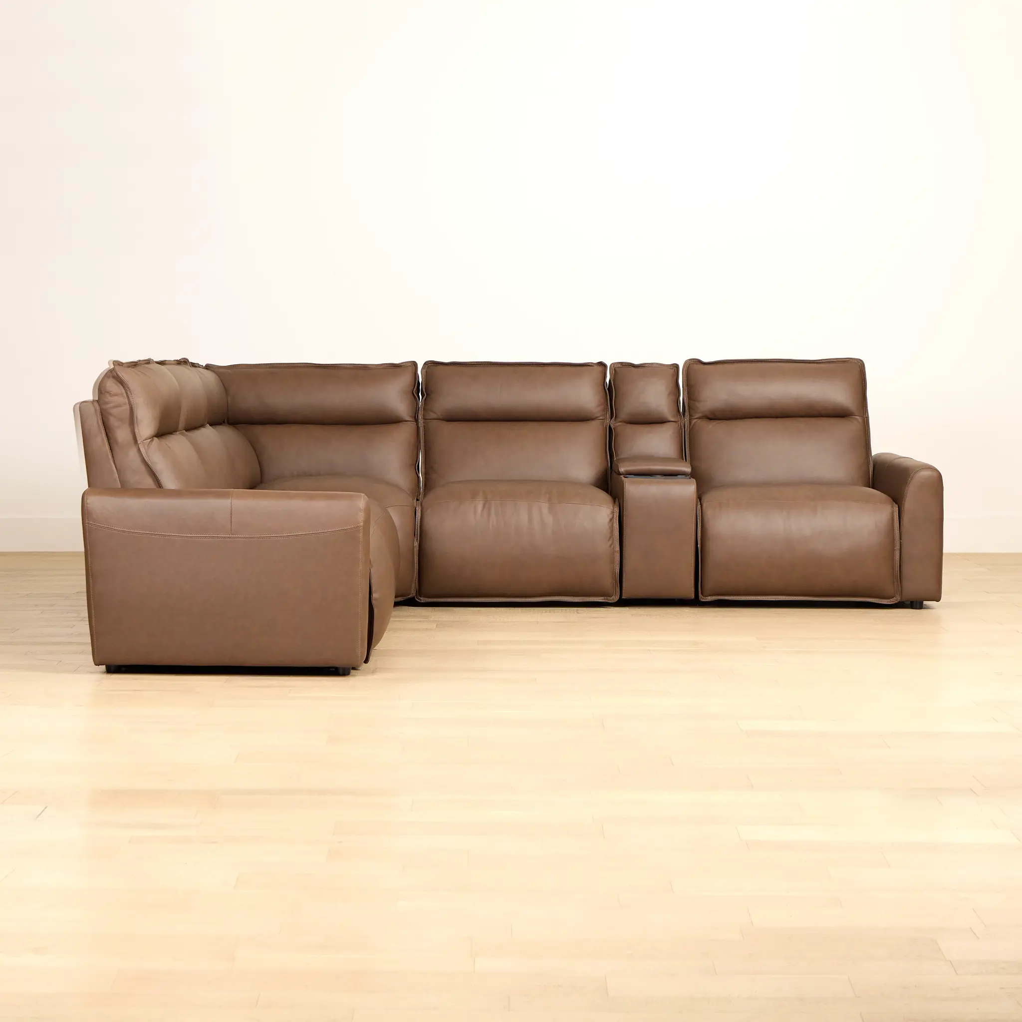 Edison Dark Brown Leather/Vinyl Medium Dual Power 2-arm Reclining Sectional Edison Dark Brown Leather/Vinyl Medium Dual Power 2-arm Reclining Sectional