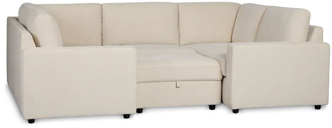 Addie Beige Fabric 6-piece Pit Storage Sectional