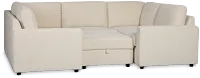 Addie Beige Fabric 6-piece Pit Storage Sectional