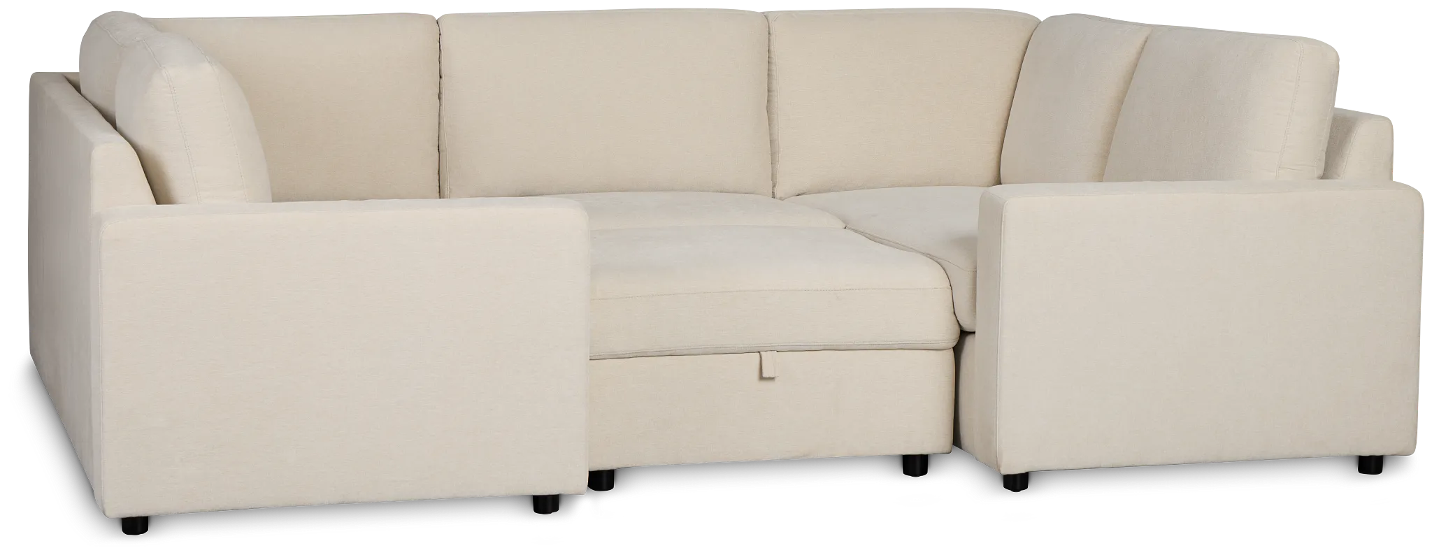 Addie Beige Fabric 6-piece Pit Storage Sectional