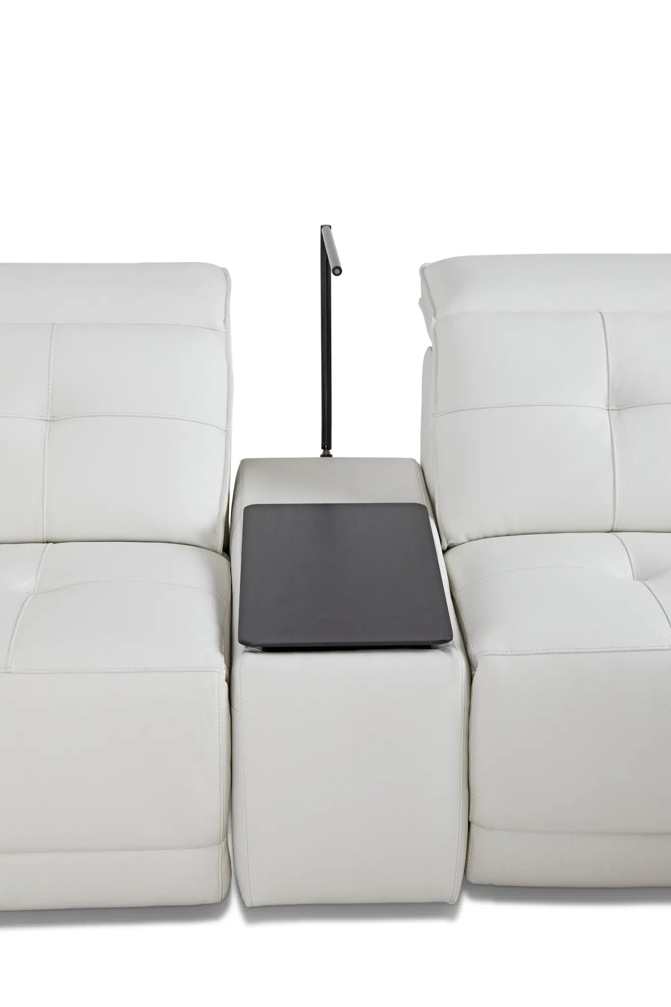 Reva White Leather Small Triple Power Reclining Two-arm Sectional Reva White Leather Small Triple Power Reclining Two-arm Sectional