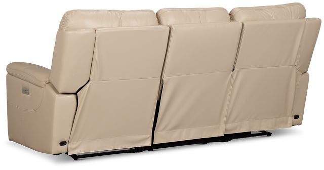 Fallon Beige Lthr/vinyl Power Reclining Sofa W/ Massage