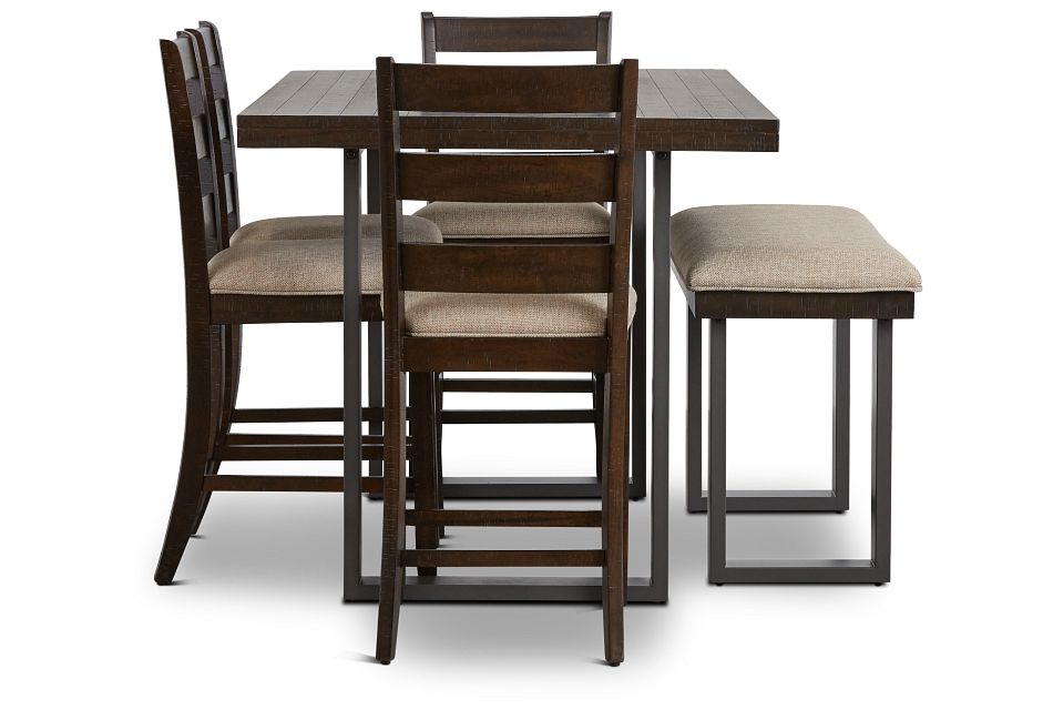 Sawyer Dark Tone High Table, 4 Barstools & High Bench
