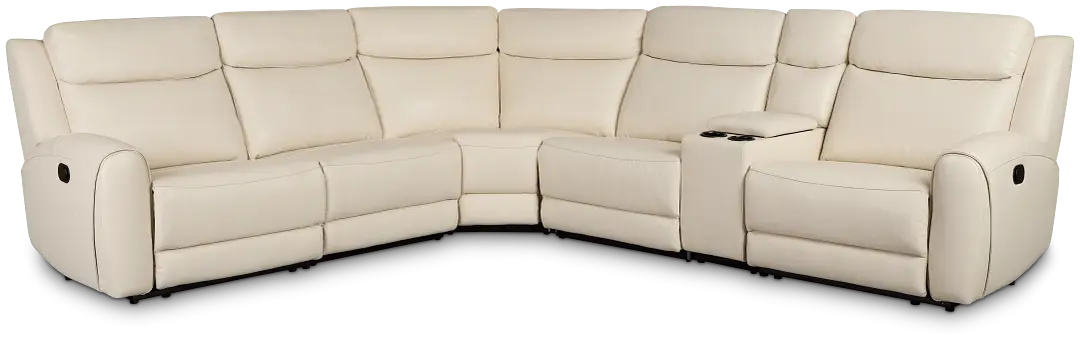 Walker Ivory Lthr/vinyl Medium Dual Manual 2-arm Sectional Walker Ivory Lthr/vinyl Medium Dual Manual 2-arm Sectional