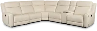 Walker Ivory Lthr/vinyl Medium Dual Manual 2-arm Sectional
