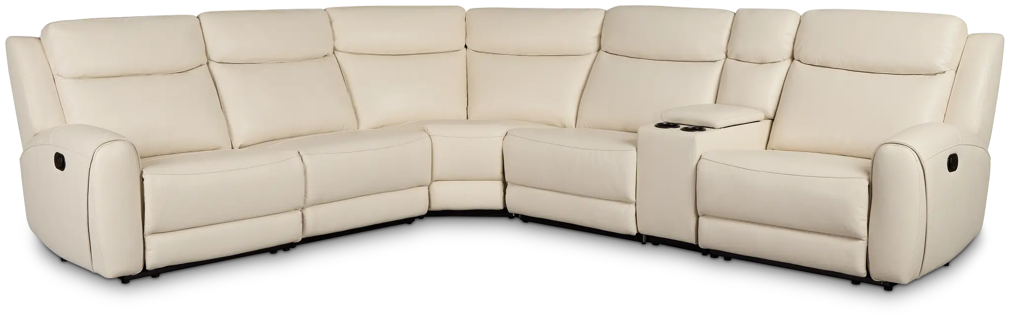 Walker Ivory Lthr/vinyl Medium Dual Manual 2-arm Sectional Walker Ivory Lthr/vinyl Medium Dual Manual 2-arm Sectional