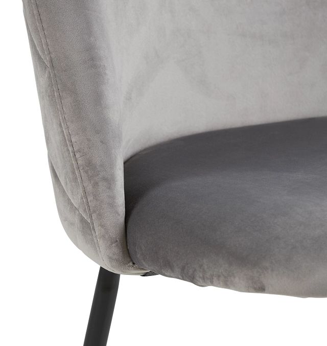 Capri Gray Velvet Upholstered Side Chair W/ Black Legs