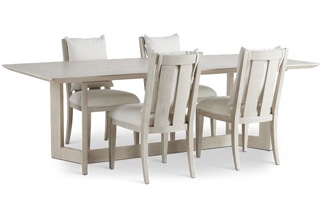 Marseilles Light Tone Rectangular Table & 4 Upholstered Chairs