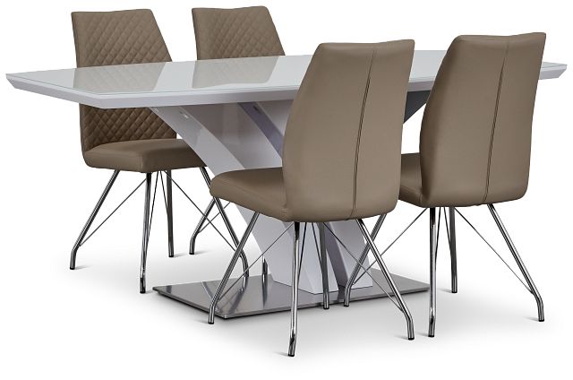 Lima Taupe Table & 4 Upholstered Chairs (6)