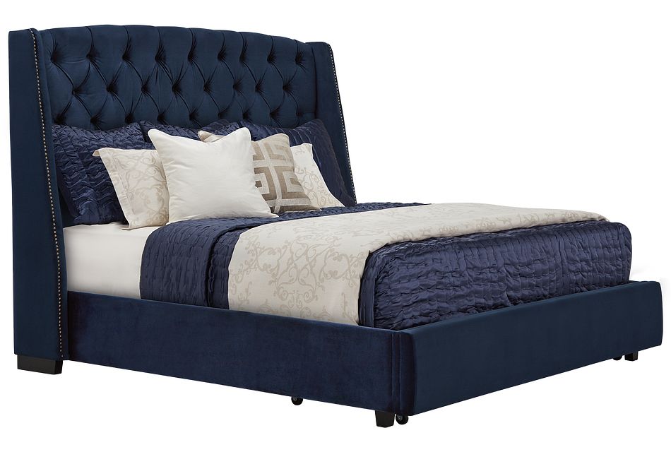 Raven Dark Blue Uph Platform Storage Bed