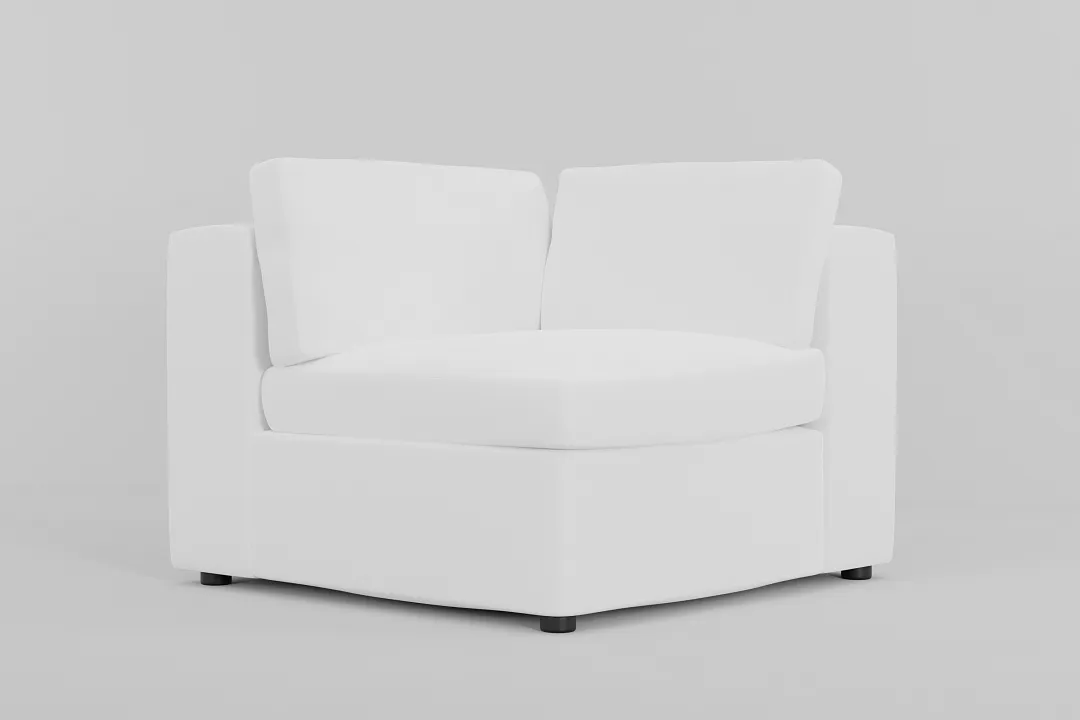 Destin Suave White Fabric Corner Chair