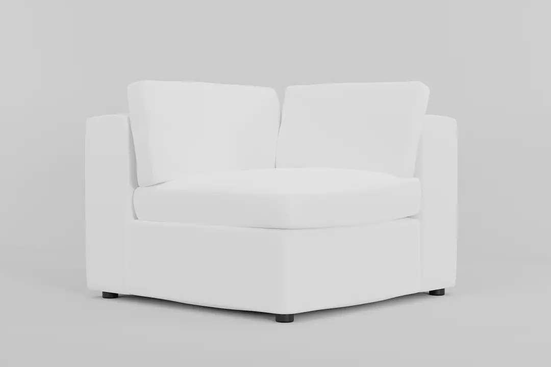 Destin Suave White Fabric Corner Chair Destin Suave White Fabric Corner Chair