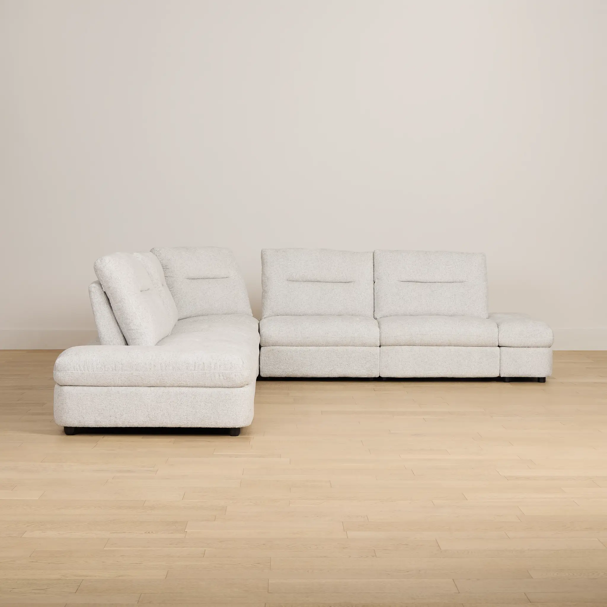 Mila Light Beige Fabric Small Triple Power Reclining Two-arm Sectional Mila Light Beige Fabric Small Triple Power Reclining Two-arm Sectional