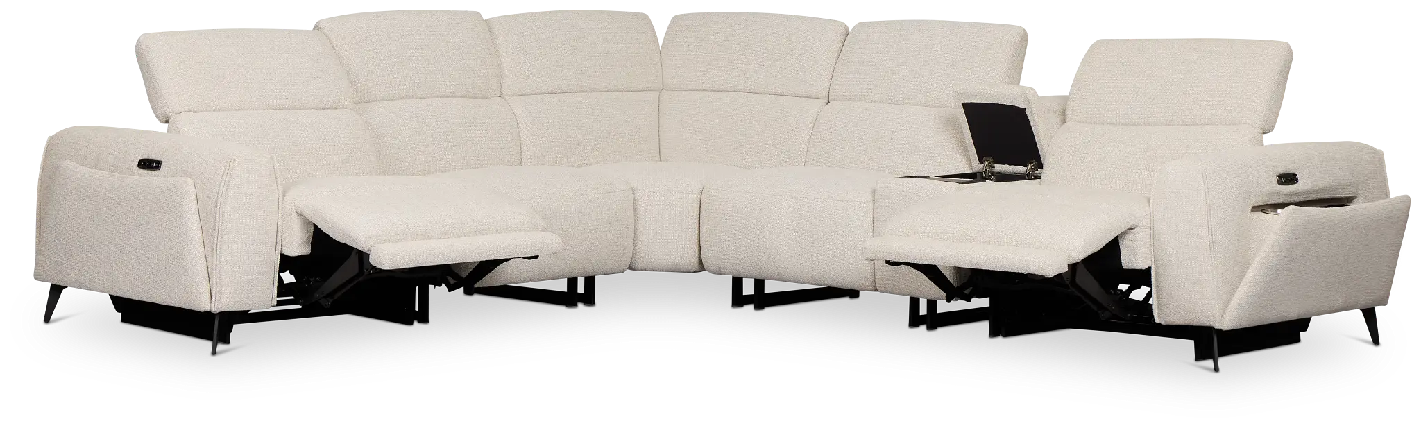 Reyna Light Beige Fabric Medium Dual Power 2-arm Reclining Sectional Reyna Light Beige Fabric Medium Dual Power 2-arm Reclining Sectional