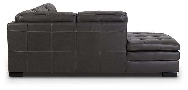 Braden Dark Gray Leather Small Left Bumper Sectional