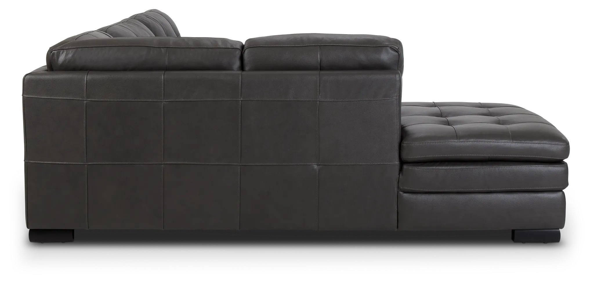 Braden Dark Gray Leather Small Left Bumper Sectional