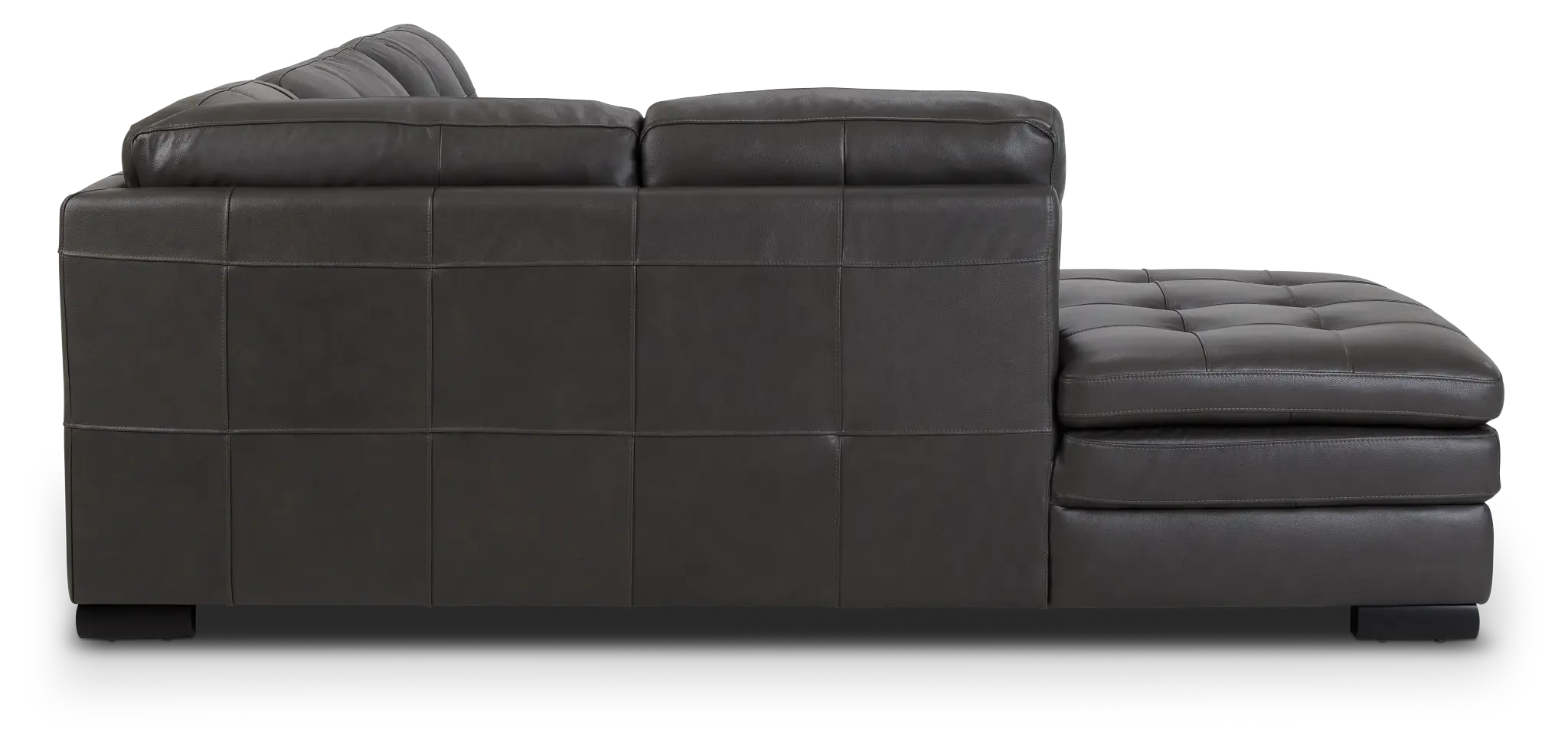 Braden Dark Gray Leather Small Left Bumper Sectional Braden Dark Gray Leather Small Left Bumper Sectional