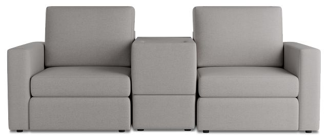Citymod Light Gray Fabric 3-piece Modular Sofa With Media Console