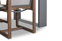 Linear Dark Gray 87" Aluminum Table & 4 Teak Sling Side Chairs