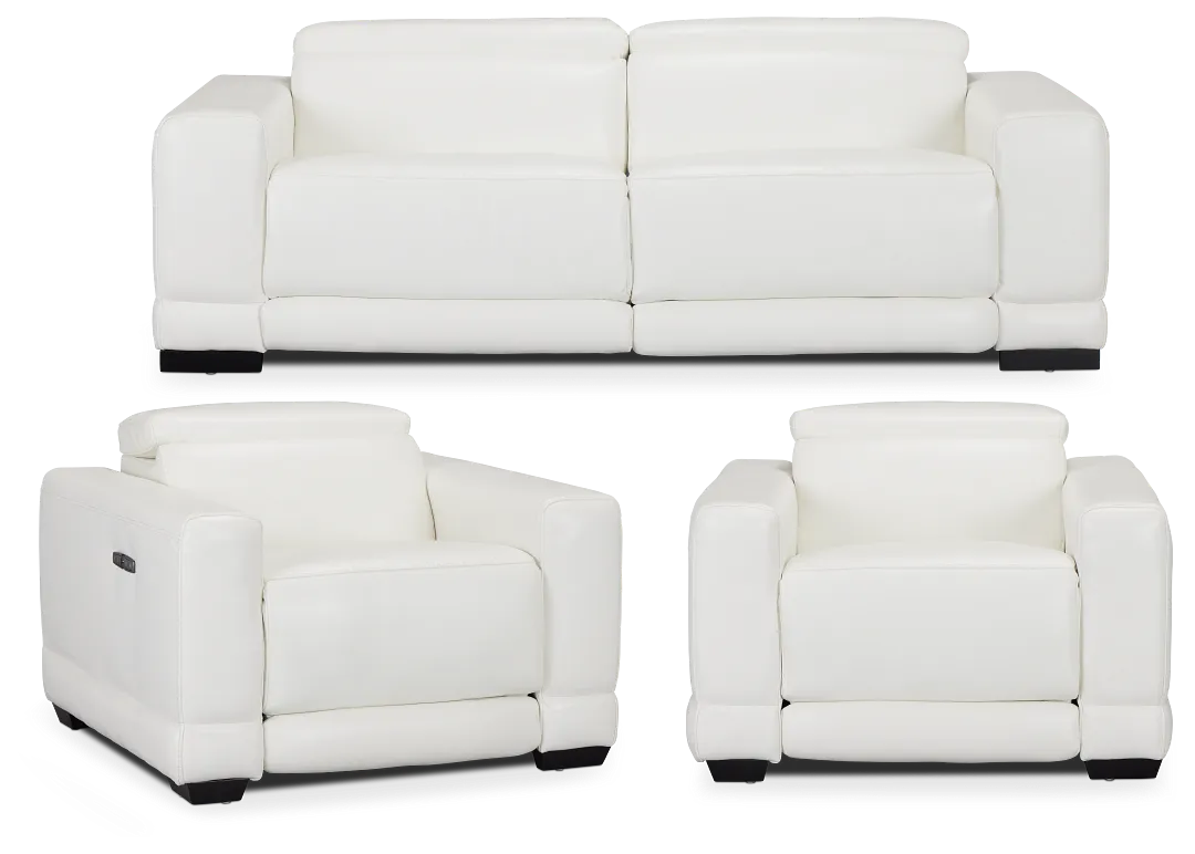 Lombardy White Micro Power Reclining Living Room