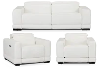 Lombardy White Micro Power Reclining Living Room