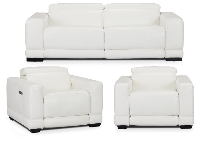 Lombardy White Micro Power Reclining Living Room