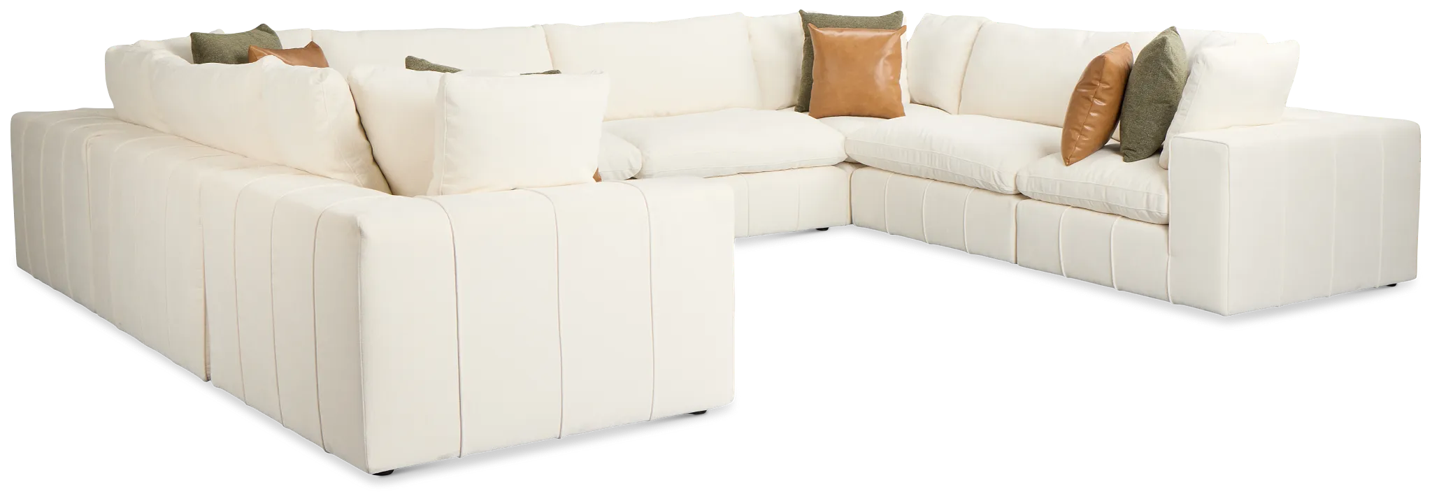 Cruz White Fabric 8-piece Modular Sectional