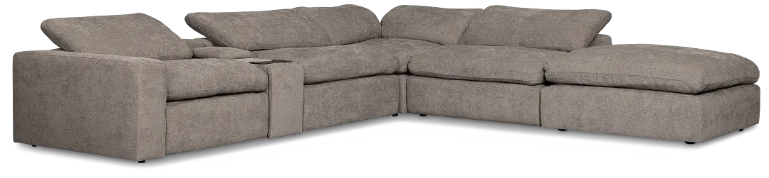 Drift Dark Gray Fabric Large Dual Power Right Bumper Sectional