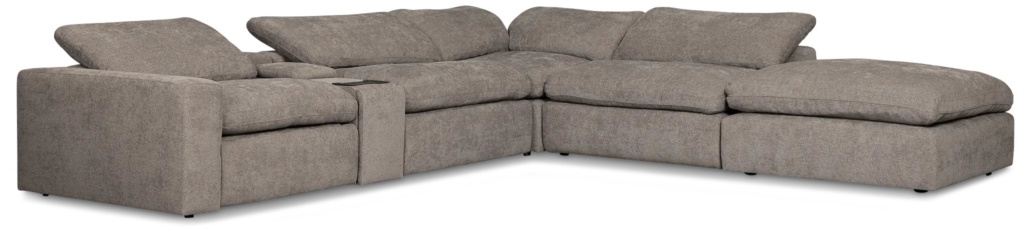 Drift Dark Gray Fabric Large Dual Power Right Bumper Sectional