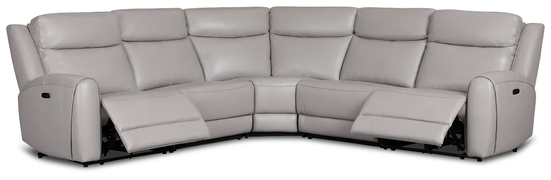 Walker Light Gray Lthr/vinyl Small Two-arm Power Reclining Sectional