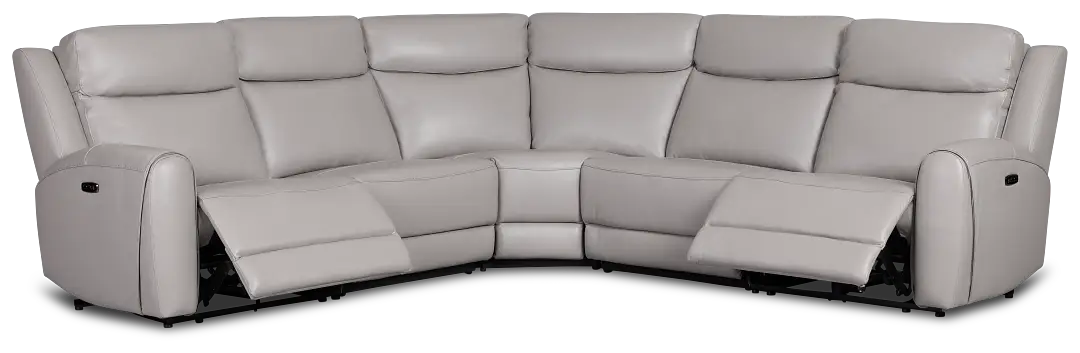 Walker Light Gray Lthr/vinyl Small Two-arm Power Reclining Sectional Walker Light Gray Lthr/vinyl Small Two-arm Power Reclining Sectional