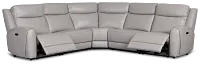 Walker Light Gray Lthr/vinyl Small Two-arm Power Reclining Sectional