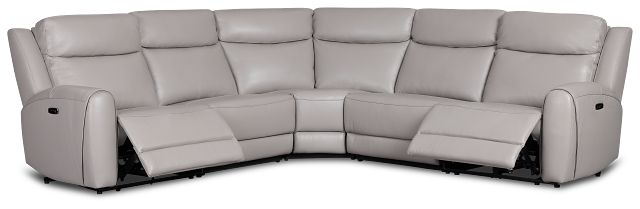 Walker Light Gray Lthr/vinyl Small Two-arm Power Reclining Sectional