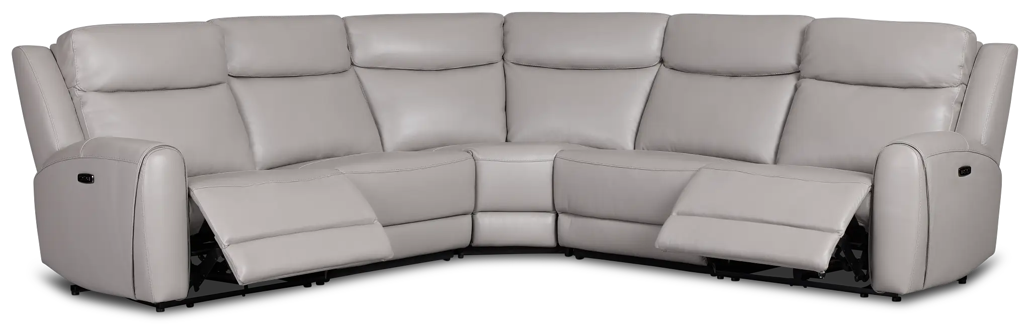 Walker Light Gray Lthr/vinyl Small Two-arm Power Reclining Sectional Walker Light Gray Lthr/vinyl Small Two-arm Power Reclining Sectional