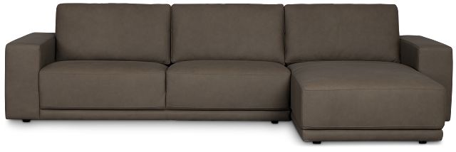 Kellan Dark Gray Leather Right Chaise Sectional