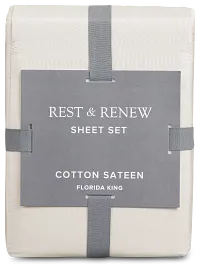 Rest & Renew Cotton Sateen Beige 300 Thread Sheet Set