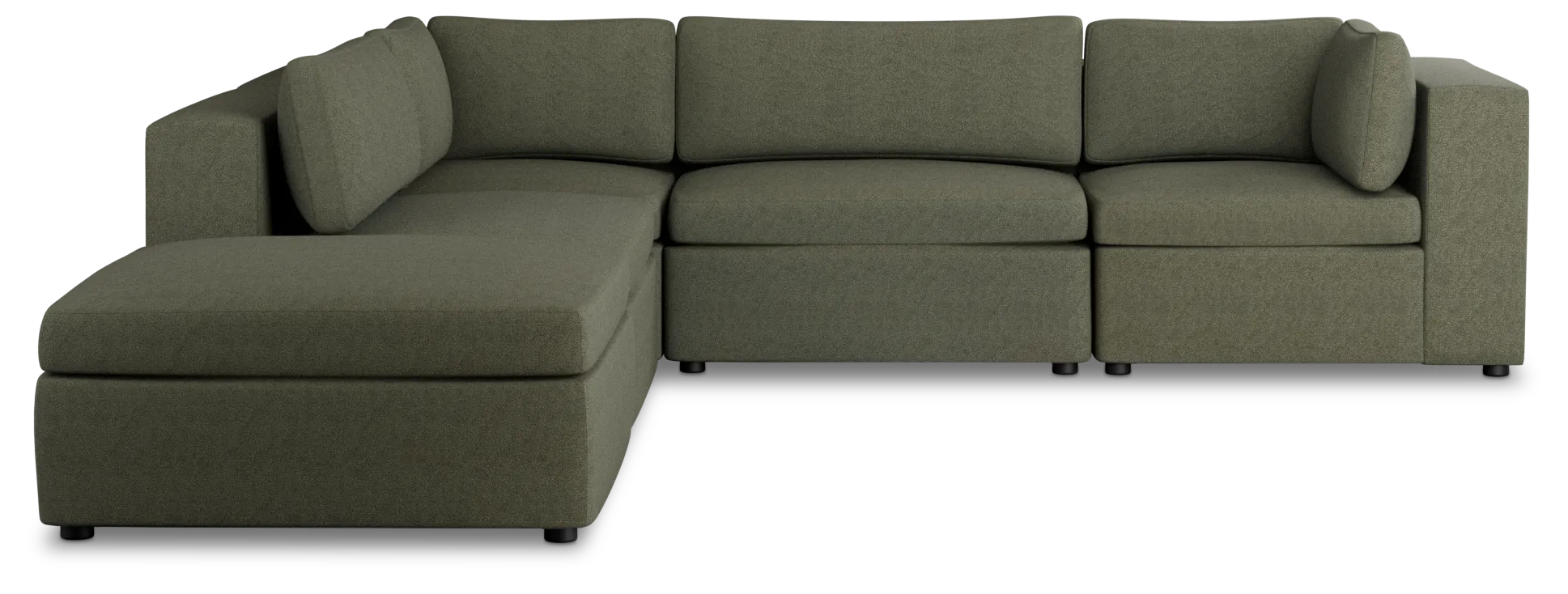 Destin Sutton Green Fabric 5pc Bumper Sectional