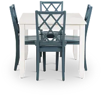 Edgartown White Rect Table & 4 Navy Wood Chairs