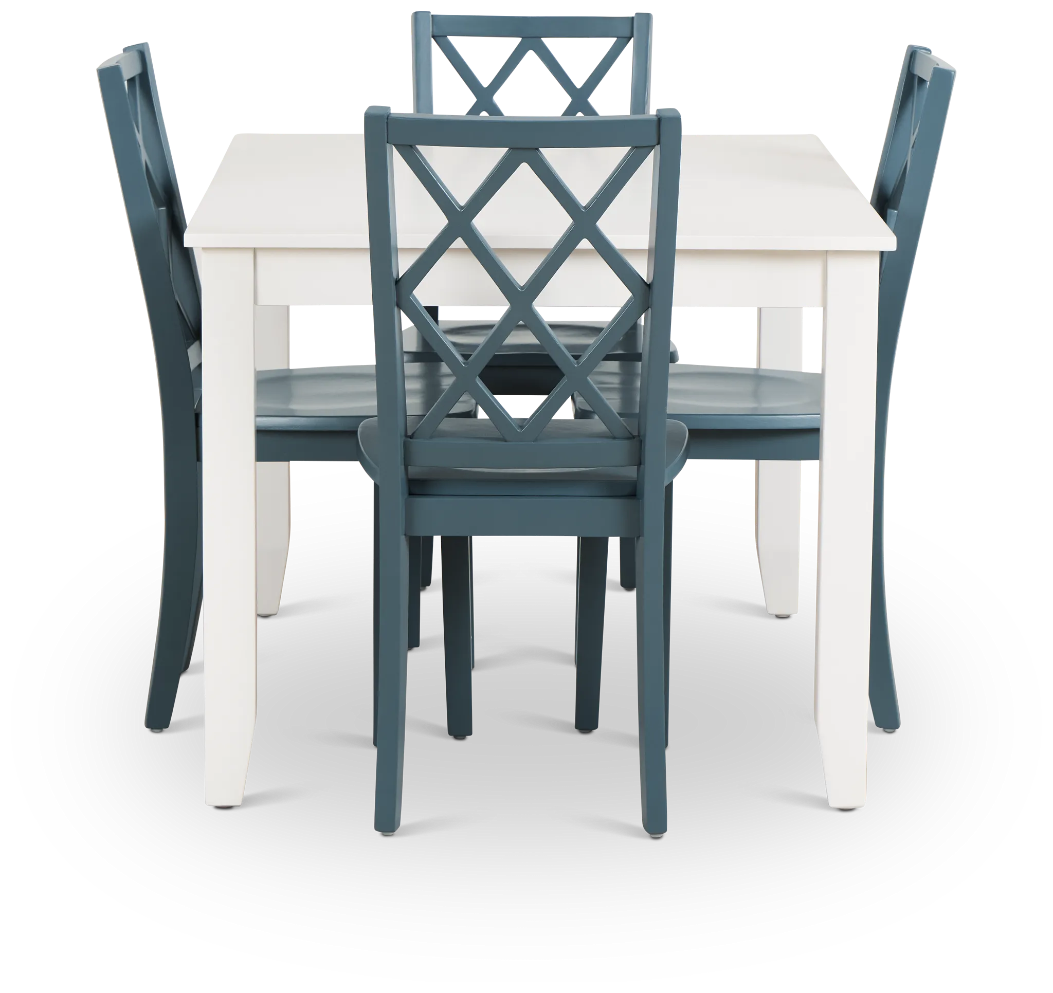 Edgartown White Rect Table & 4 Navy Wood Chairs