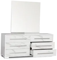 Modena White Dresser & Mirror
