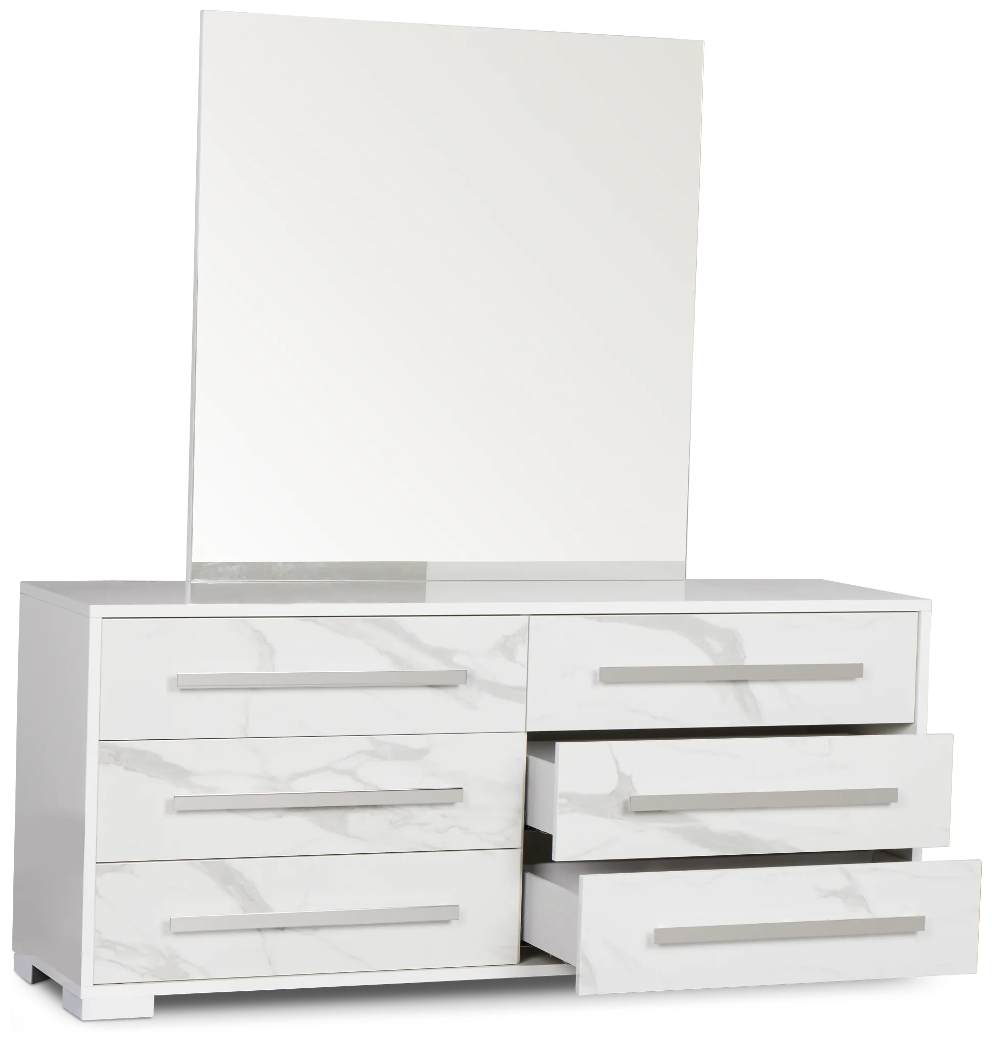 Modena White Dresser & Mirror