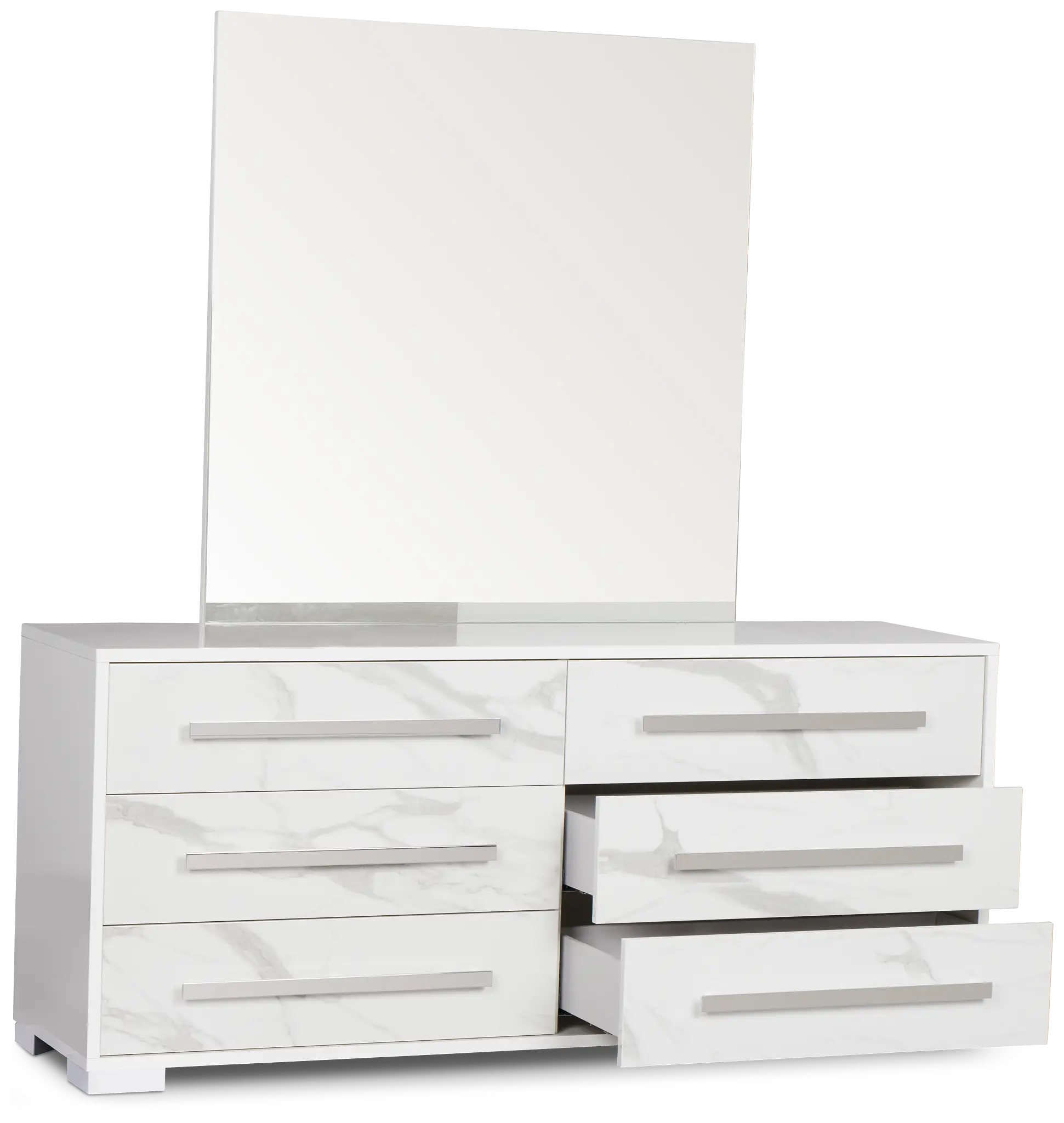 Modena White Dresser & Mirror Modena White Dresser & Mirror